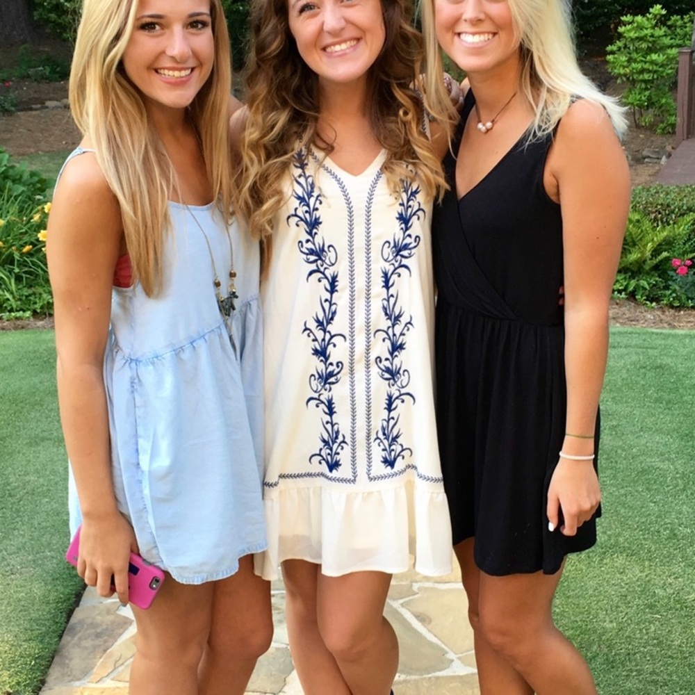 Navy Blue and Cream Mini Dress